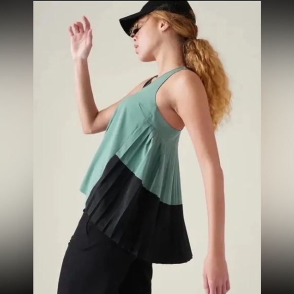 ATHLETA Swing Forward Pleated Tank, Deep Ocean Teal - Picture 3 of 8
